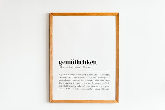 Gemtlichkeit German Definition Print, Cozy Wall Art