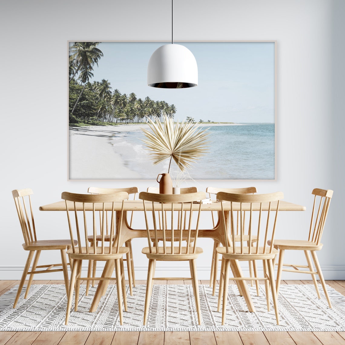 Tropical Palm Lined Beach White Sand Turquoise Sea Shore Poster - Image 2