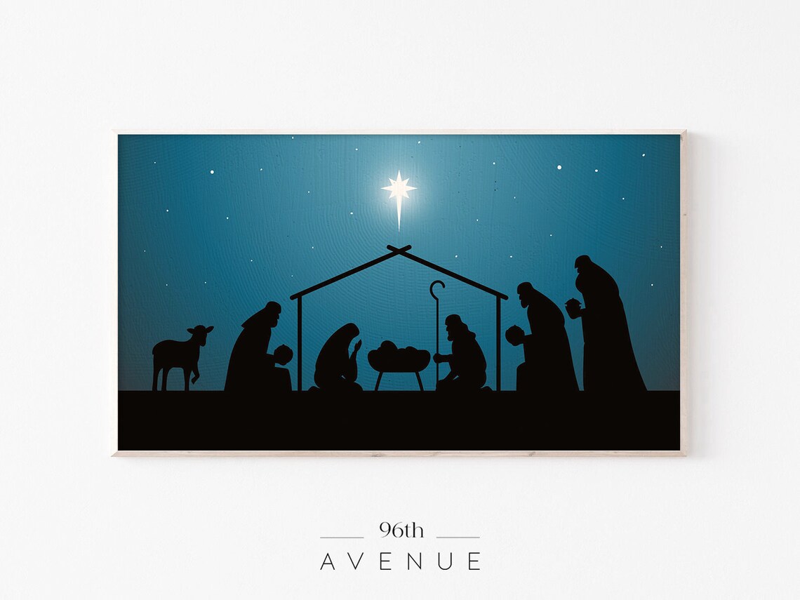 Nativity Christmas Art Print for TV Decor