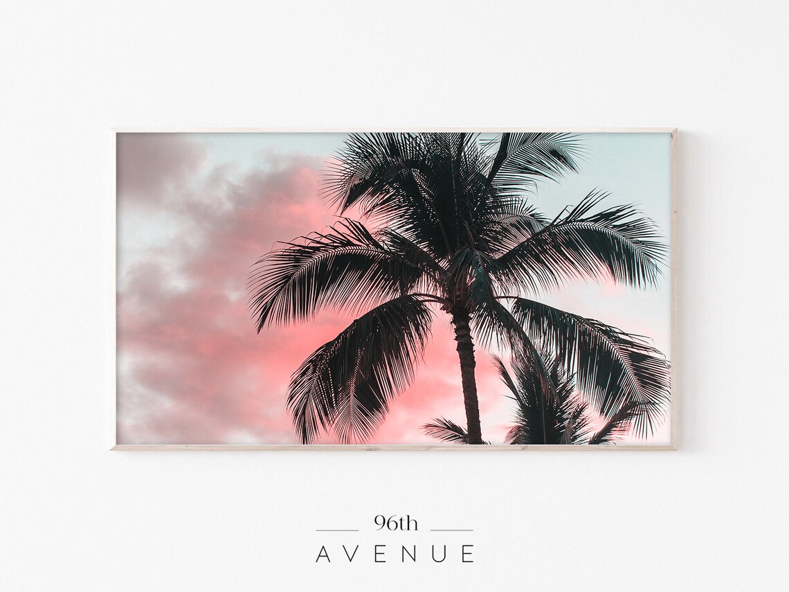 Palm Tree Beach Sunset Art Print, Tropical Decor