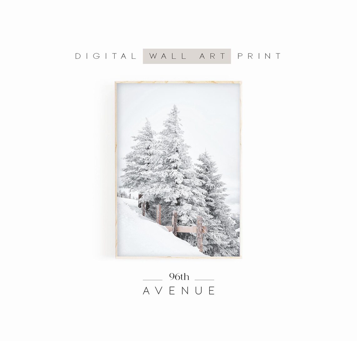 Winter Forest Rustic Snow Covered Trees Art Print