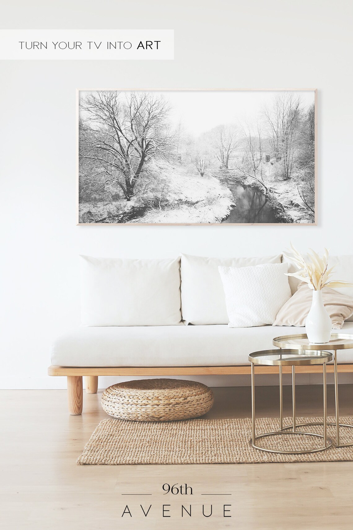 Winter River Landscape, Seasonal Wall Art Print - Image 2