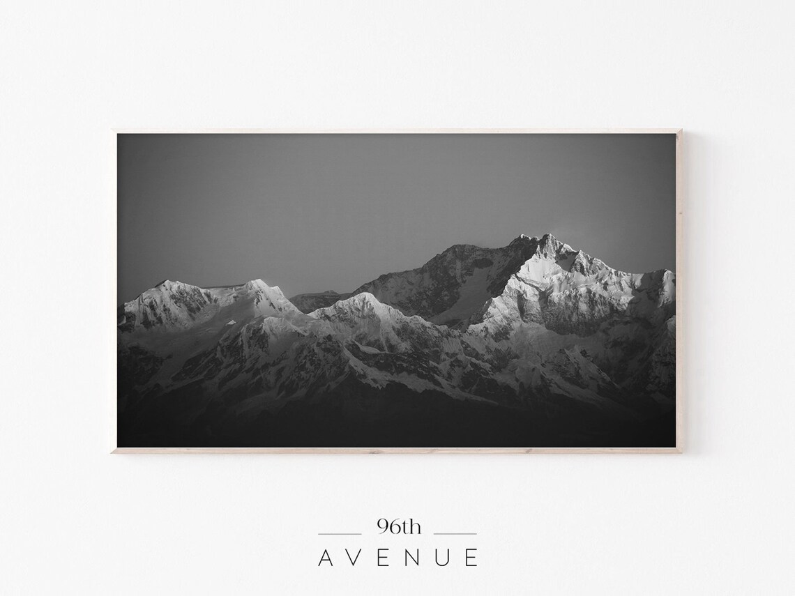 Mountains Black and White Art Print