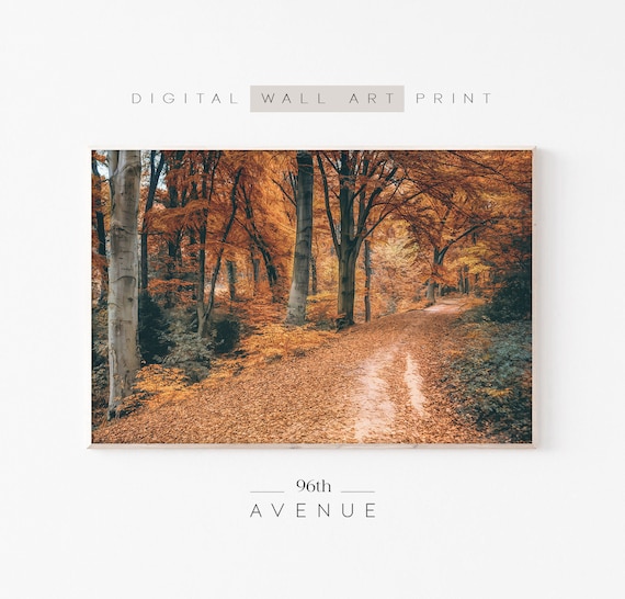 Golden Autumn Forest Path Fallen Leaves Woodland Trail Poster