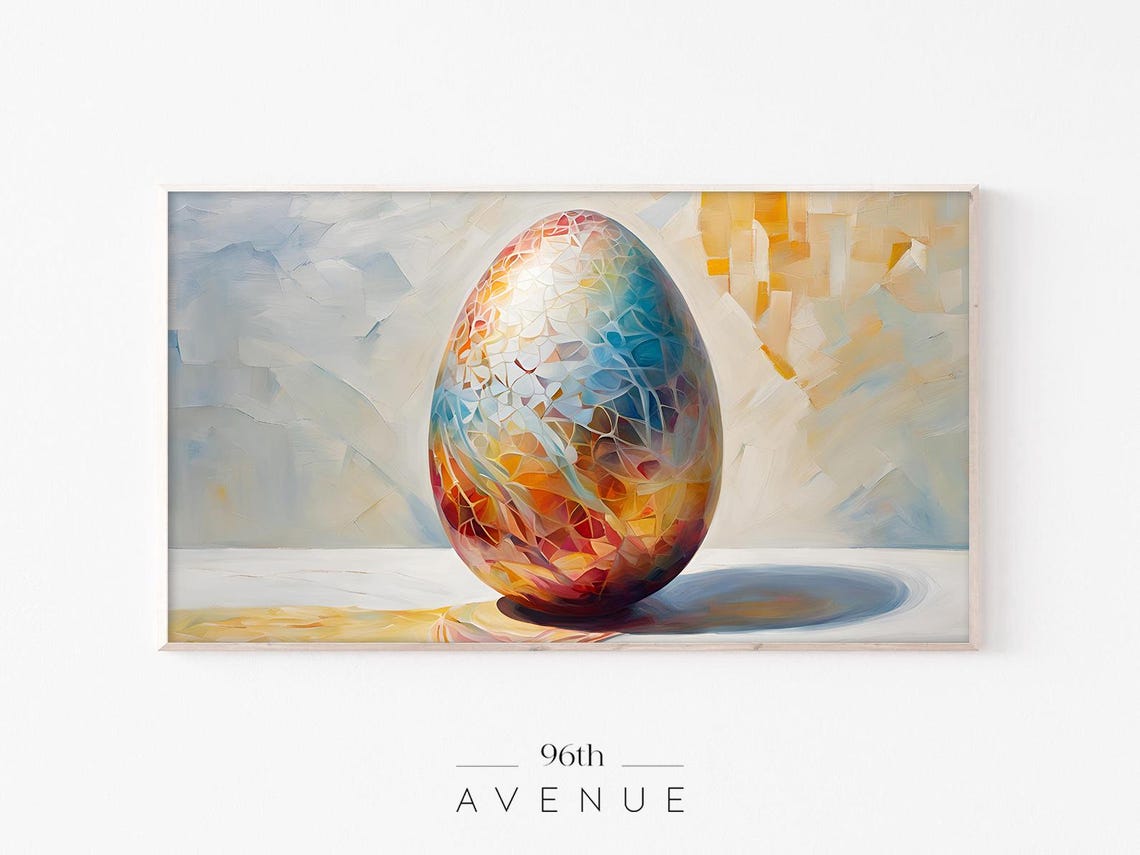 Colorful Mosaic Easter Egg Abstract Modern Painting Art Print