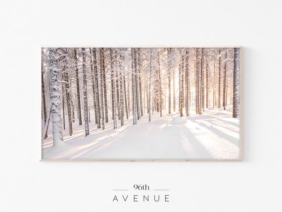 Winter Sunset Christmas Art Print, Holiday Decor