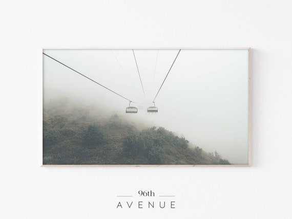 Frame Tv Art Foggy Ski Lift Landscape Smart Tv Art