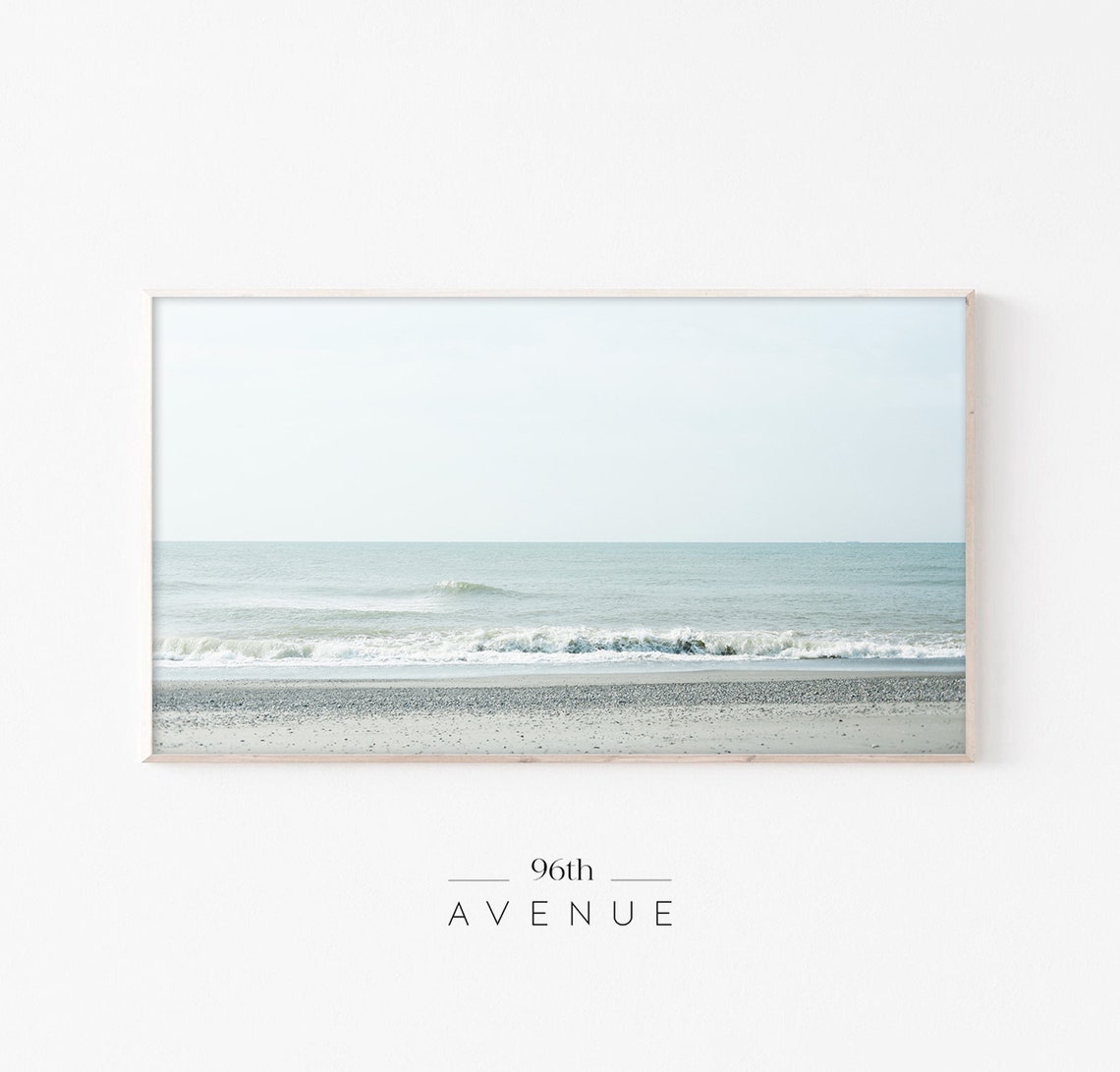 Soft Neutral Beach With Gentle Waves Serene Coastal Photo Poster