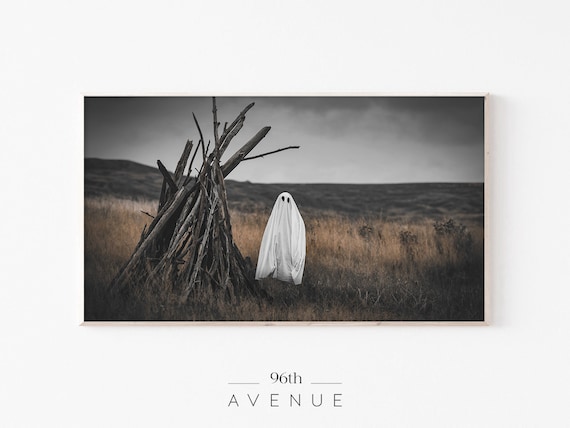 Lonely Ghost By Wooden Teepee Moody Prairie Halloween Photo Wall Art