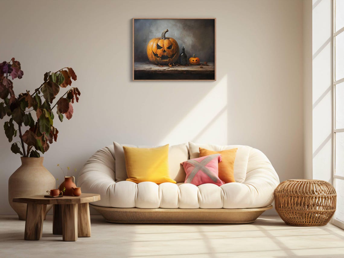 Carved Jack O Lantern With Apothecary Bottle Spooky Halloween Poster - Image 2
