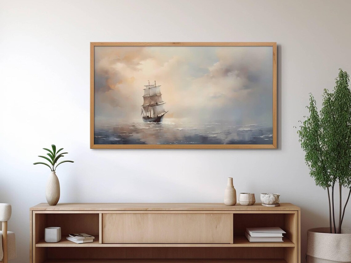 Majestic Tall Ship Sailing Calm Sea Vintage Nautical Voyage Poster - Image 2