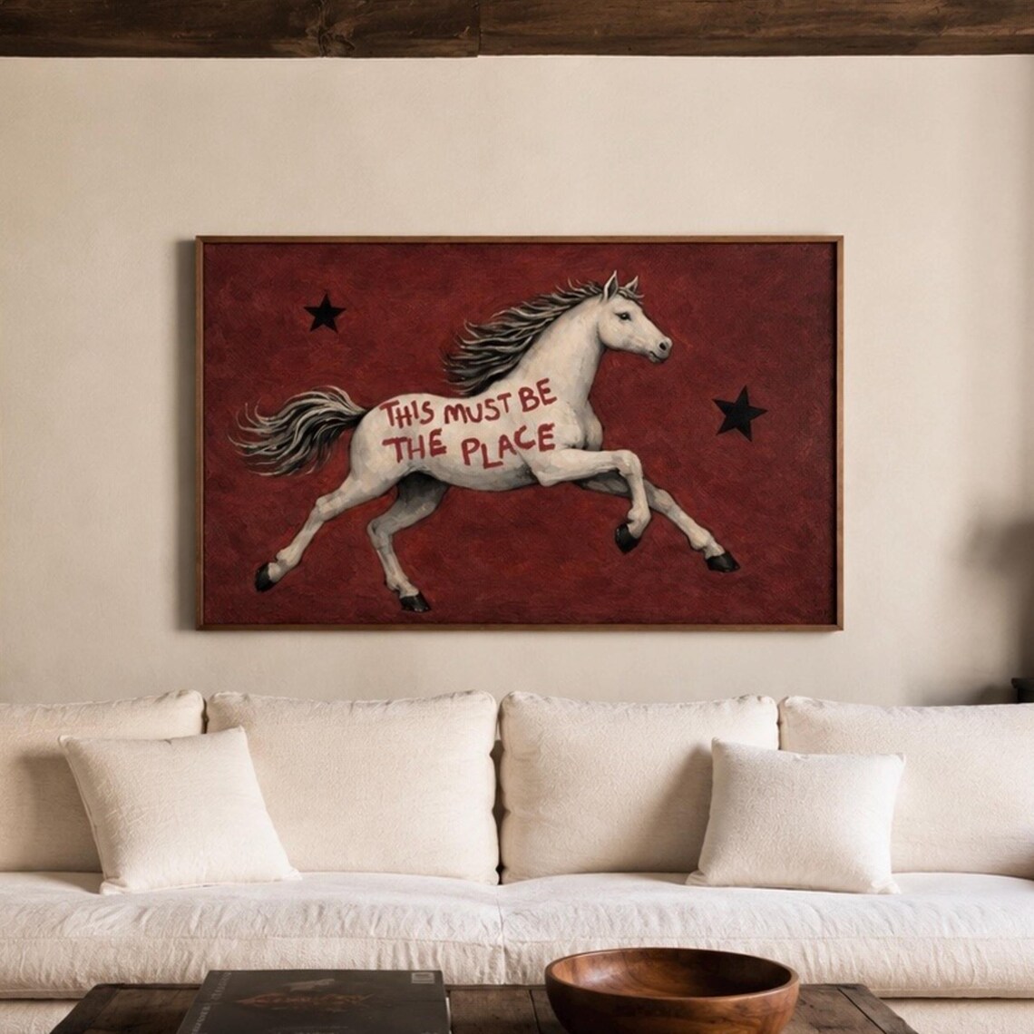 Surreal Eclectic Horse Quote Poster, Mid-Century Western