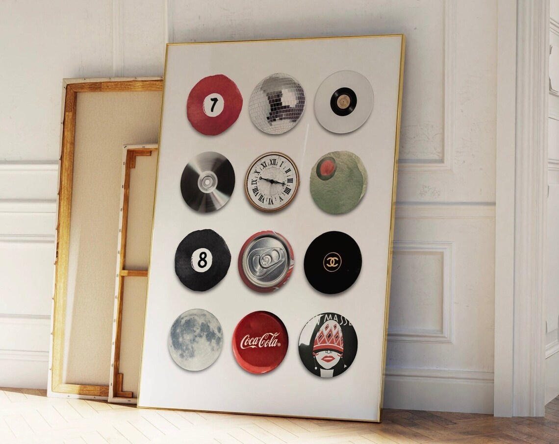 Vintage Retro Round Things Poster, 8 Ball Lucky 7