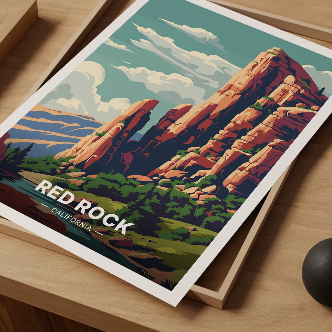 California Red Rock State Park Travel Poster, Canyon - Image 3