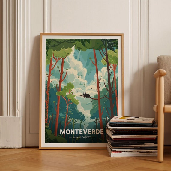 Costa Rica Monteverde Cloud Forest Poster Rainforest Travel Decor Wildlife Wall Art Central America Souvenir Explorer C20 1477