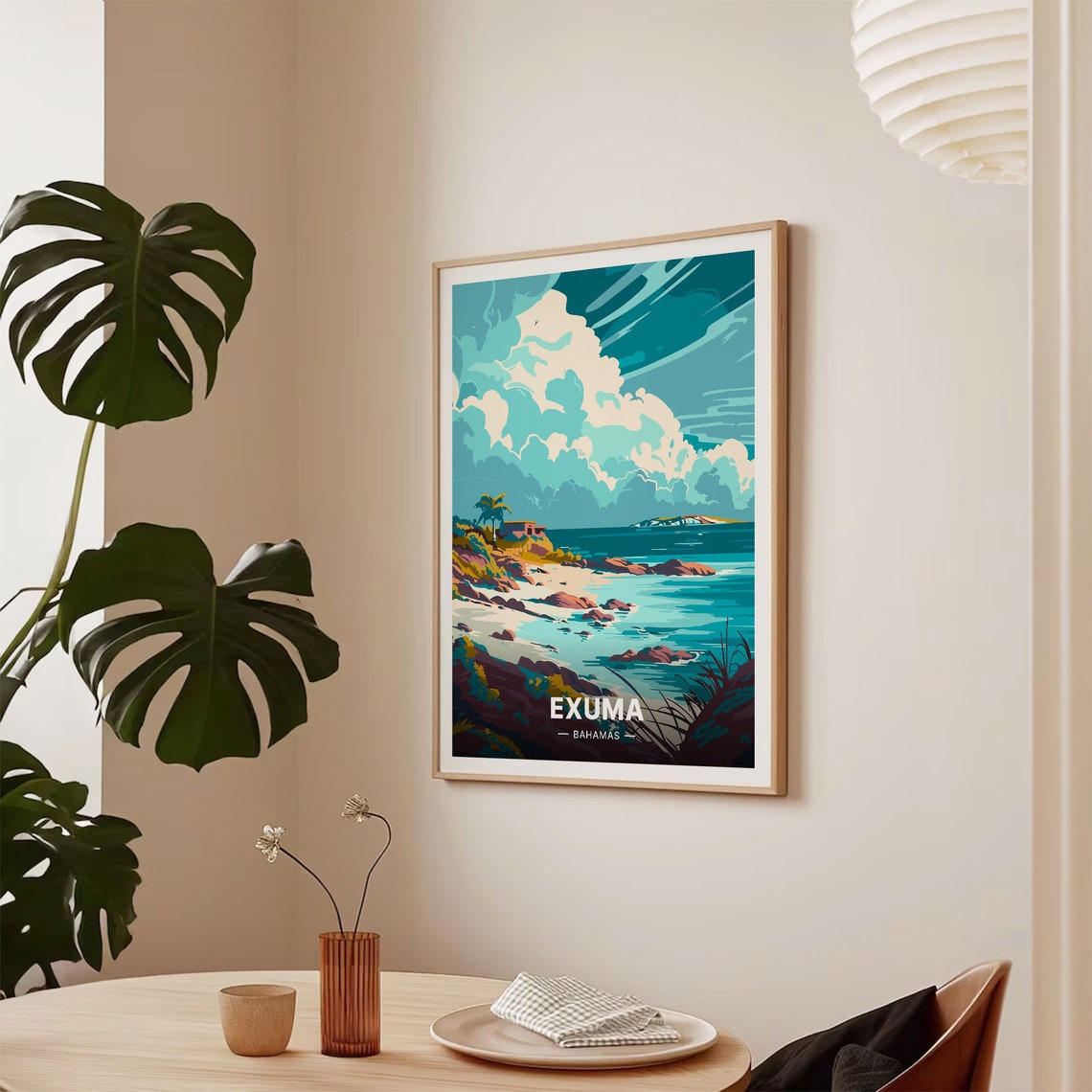 Exuma Bahamas Tropical Turquoise Coastline Rocky Shore Poster - Image 2