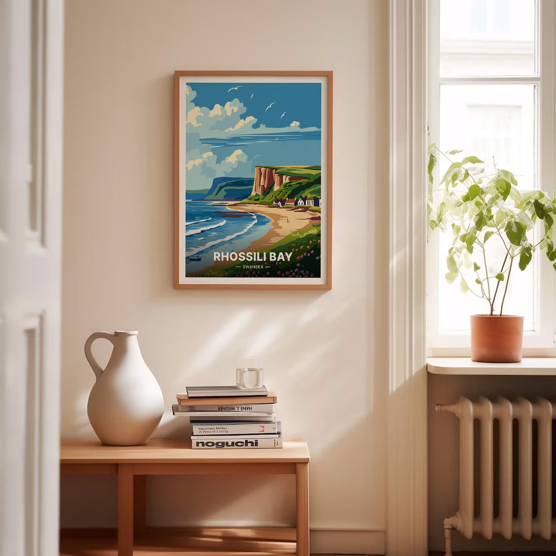Rhossili Bay Swansea Wales Golden Beach Cliffs Coastal Travel Poster - Image 4