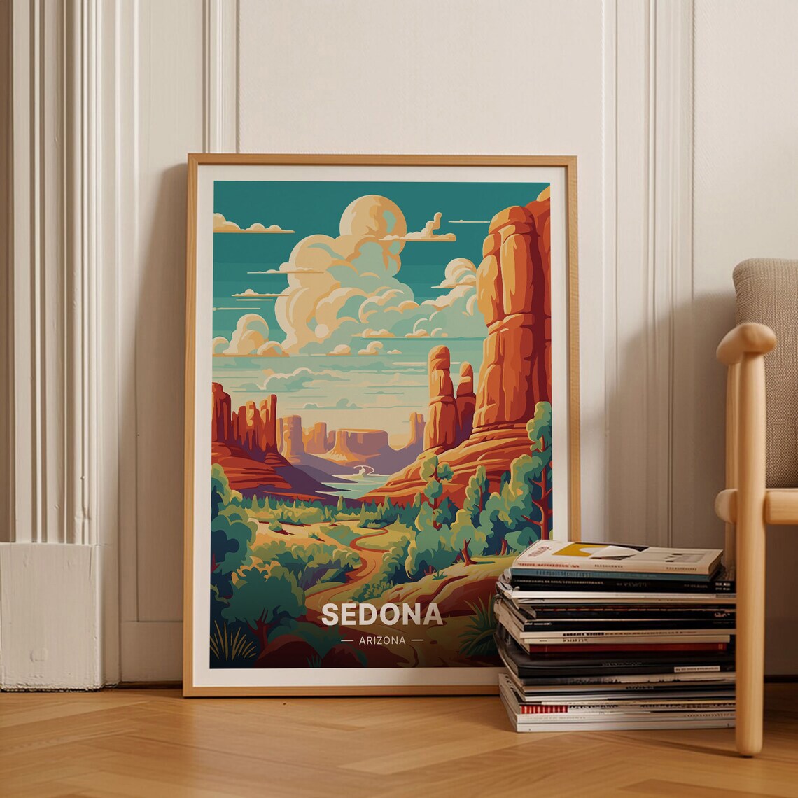 Sedona Arizona Travel Poster, Desert Landscape Art Print