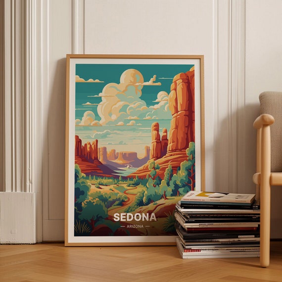 Sedona Arizona Travel Poster, Desert Landscape Art Print