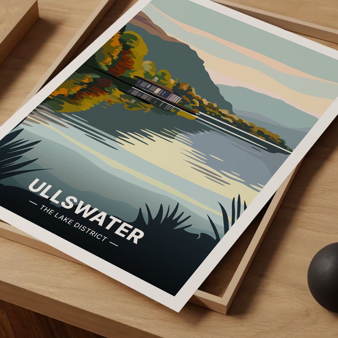 Ullswater Lake District England Boathouse Calm Water View Poster - Image 3