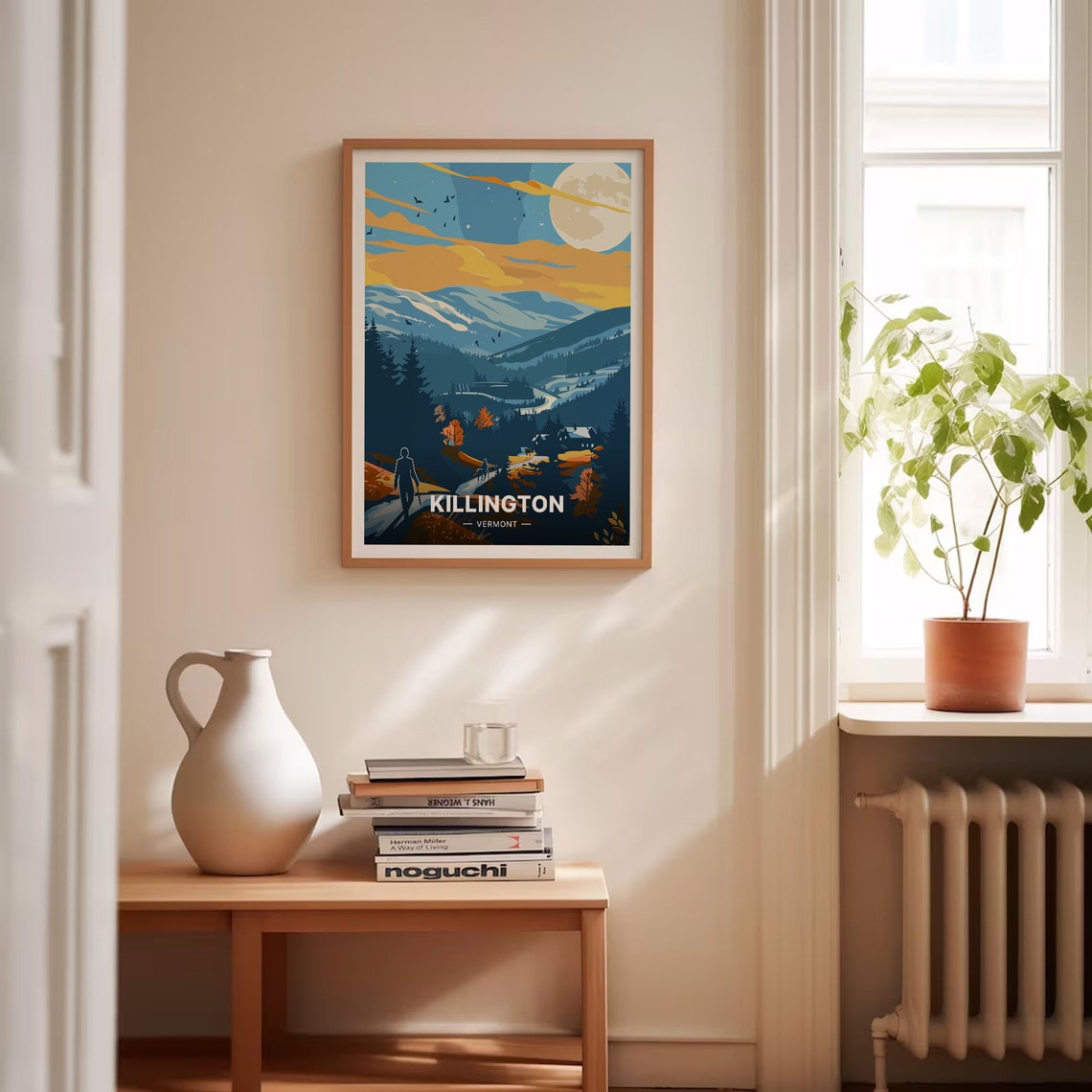 Killington Vermont Moonlit Mountains Village Lights Winter Poster - Image 4