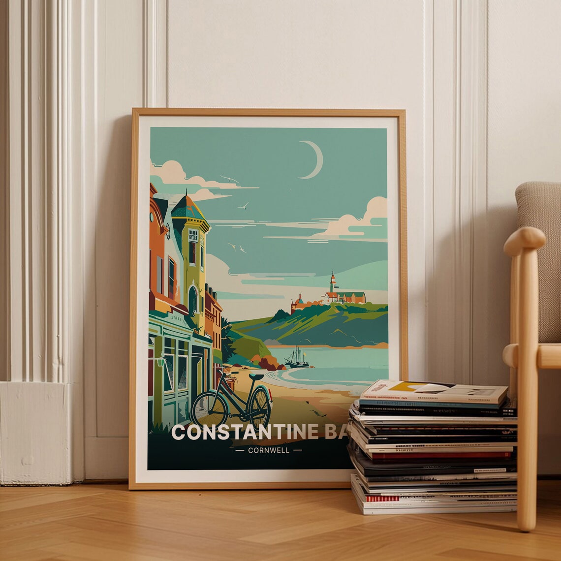 Constantine Bay Cornwall Coastal Village Beach Travel Poster