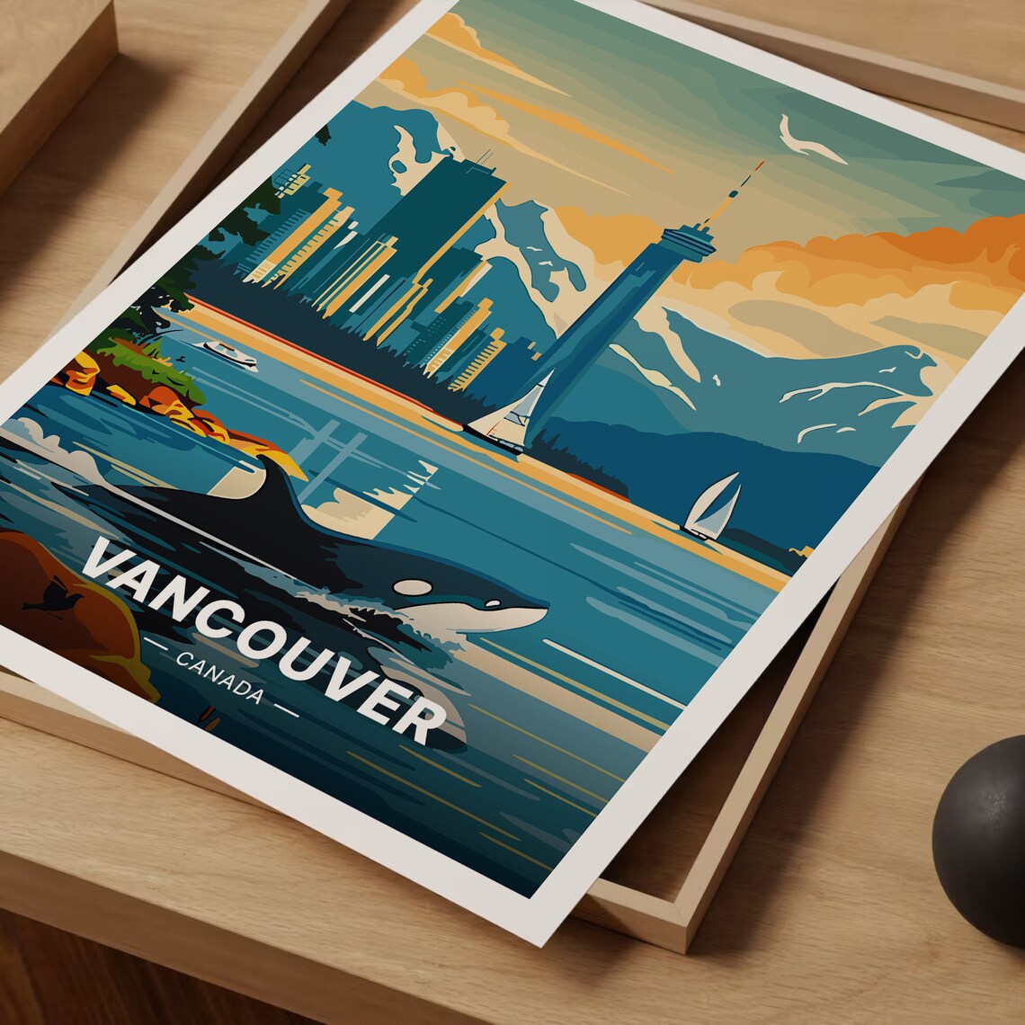Vancouver Skyline At Dusk Travel Poster, Canada - Image 3
