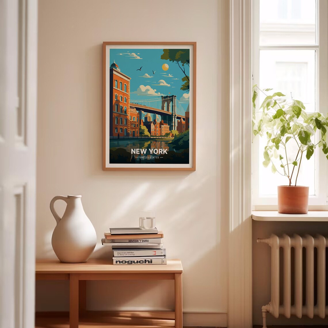 New York City Travel Poster, Brooklyn Bridge Art Print - Image 4