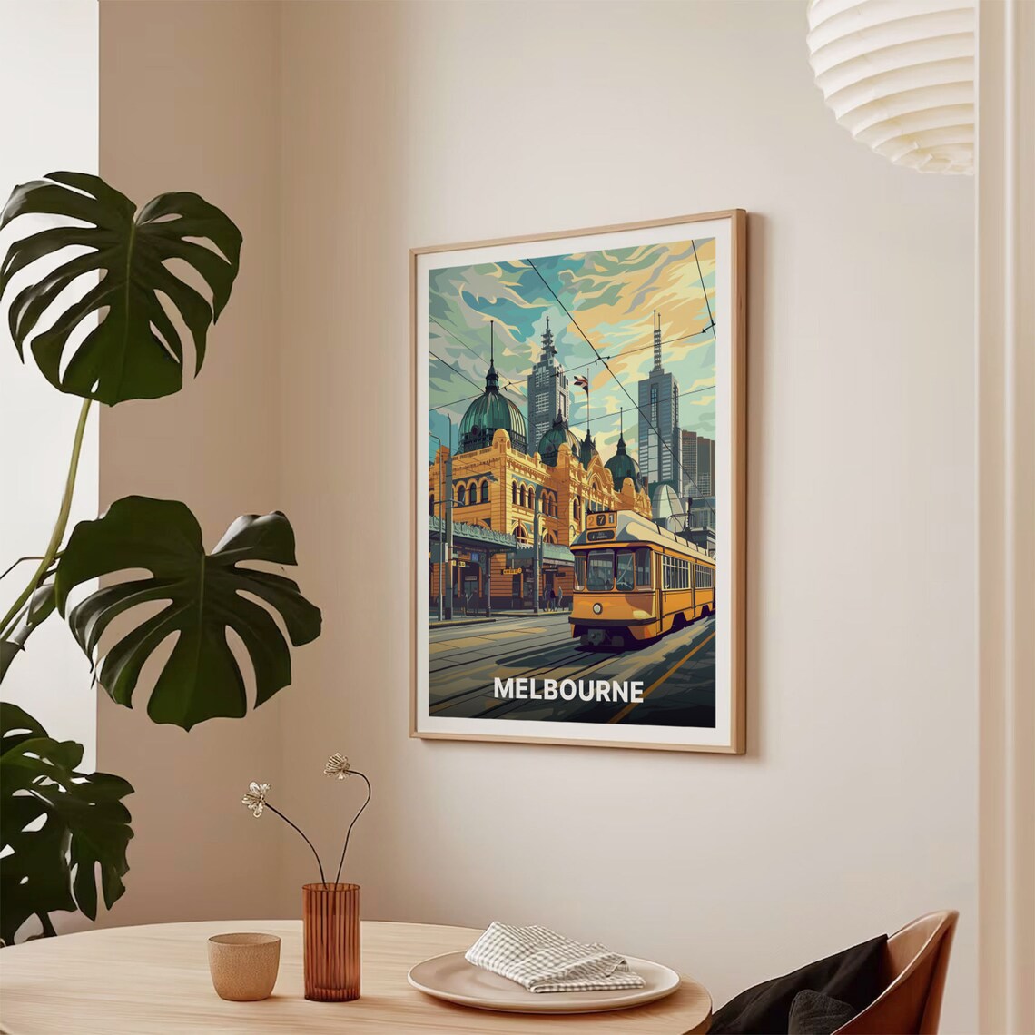Melbourne Australia Vintage Tram City Landmark Retro Travel Poster - Image 2