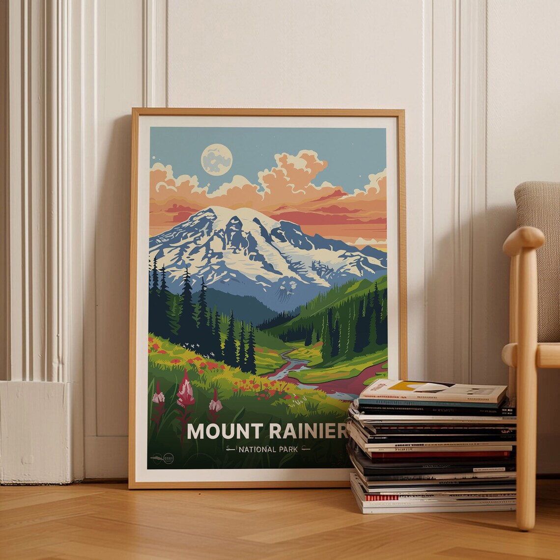 Mount Rainier National Park Travel Poster, Washington