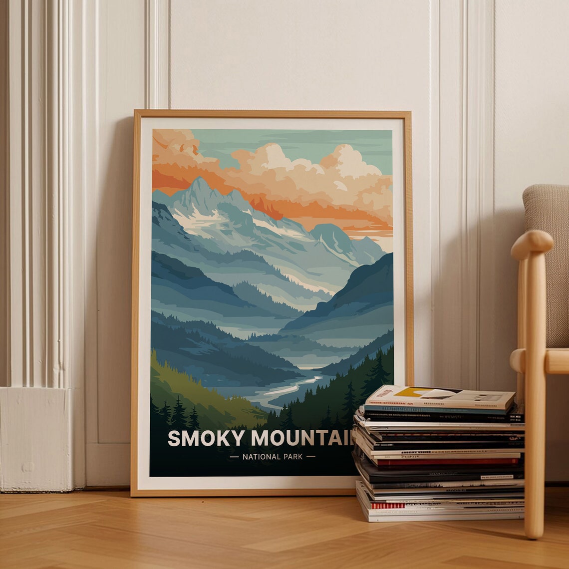 Great Smoky Mountains National Park Travel Poster Sunset Art