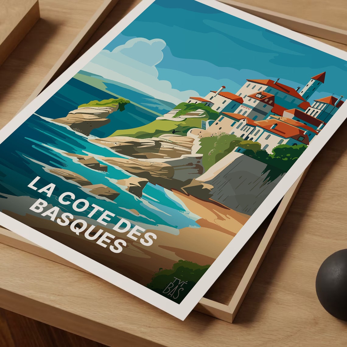 La Cote des Basques French Coast Clifftop Town Sea View Poster - Image 3