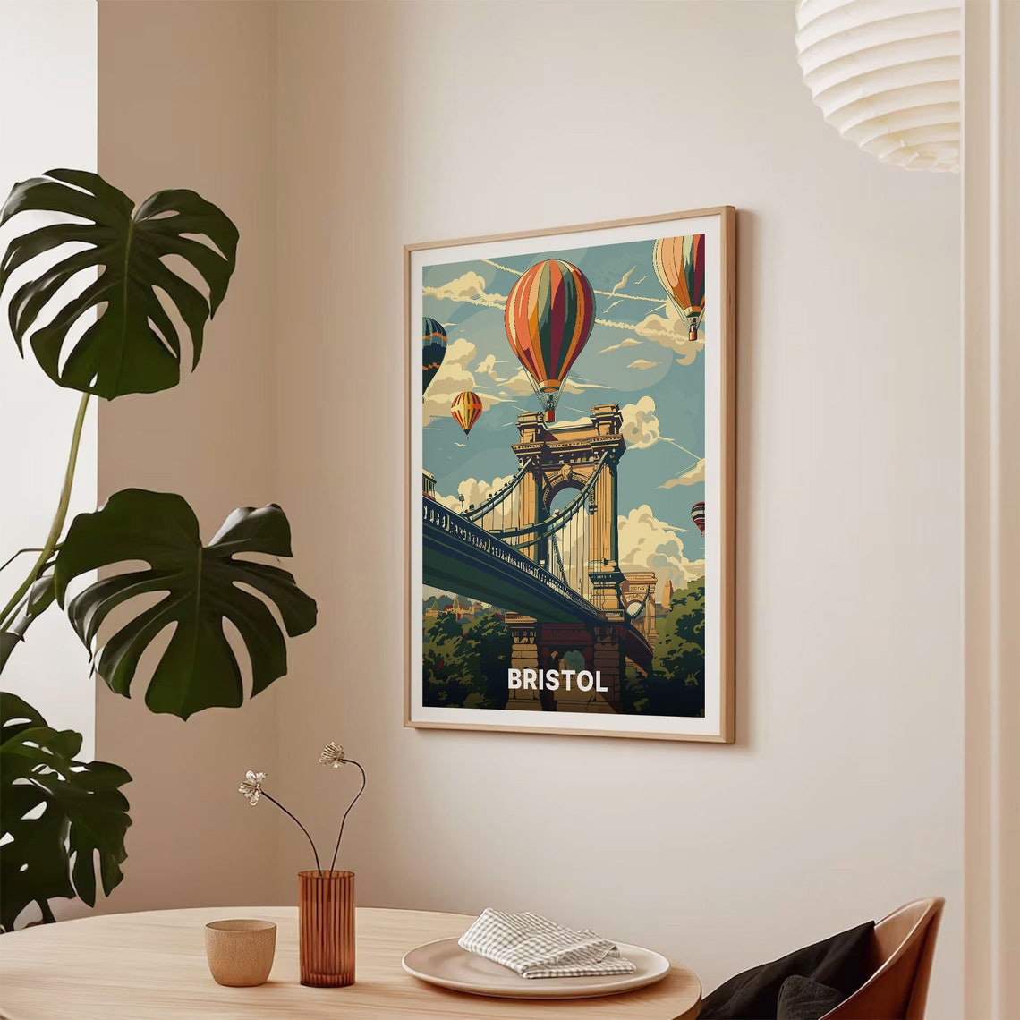 Bristol Poster Clifton Suspension Bridge Hot Air Balloon Art - Image 2