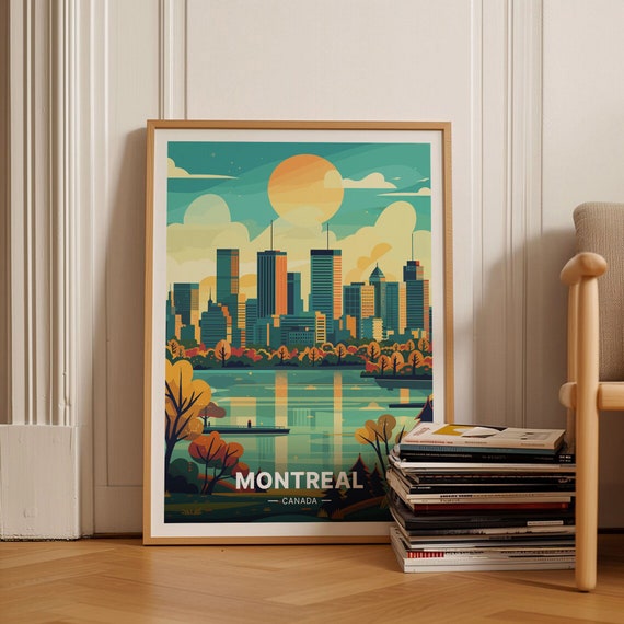 Montreal Travel Poster Canada Landscape Art Home Office Decor Wanderlust Gift Cityscape Illustration C20 1649