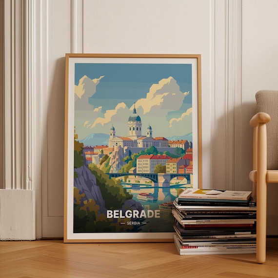 Belgrade Serbia River Bridge Domed Cathedral Cityscape Poster