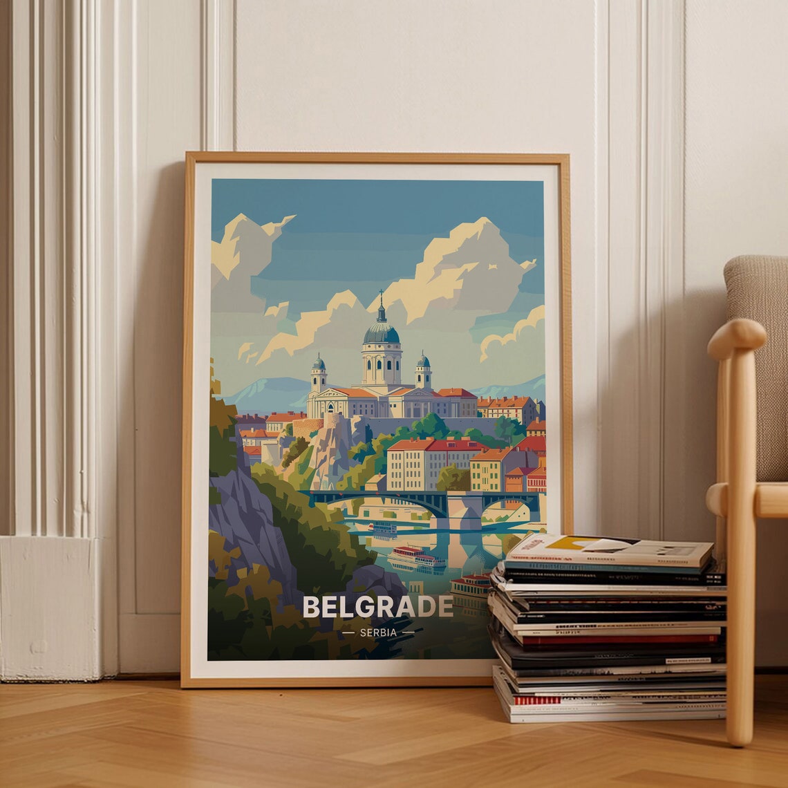 Belgrade Serbia River Bridge Domed Cathedral Cityscape Poster