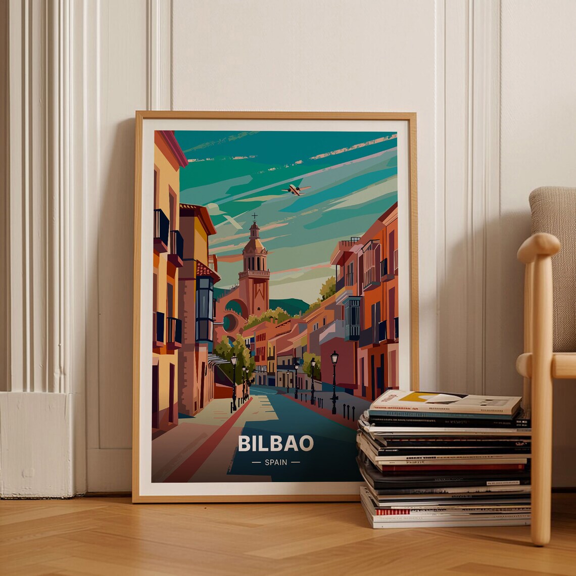 Bilbao Spain Travel Poster, Guggenheim Museum Art