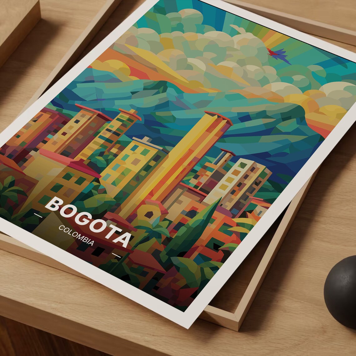 Bogota Colombia City Towers Green Mountains Vintage Retro Travel Poster - Image 3