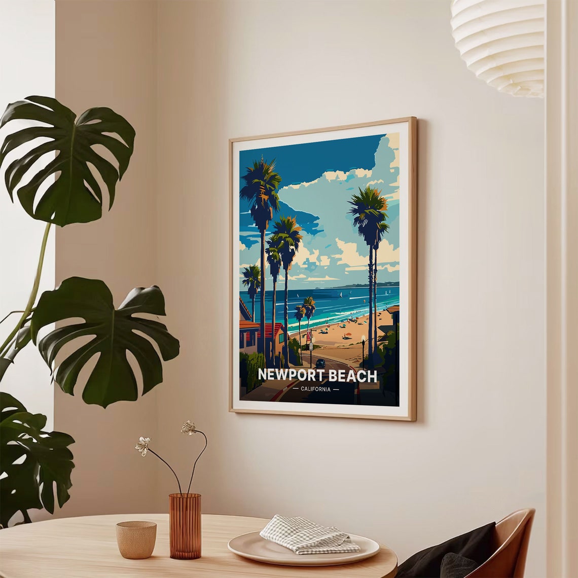 Newport Beach California Palm Trees Ocean Boulevard Vintage Poster - Image 2