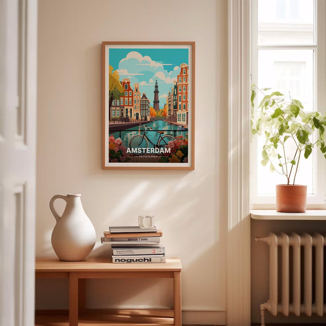 Amsterdam Cityscape Travel Poster, Dutch Landmarks - Image 4