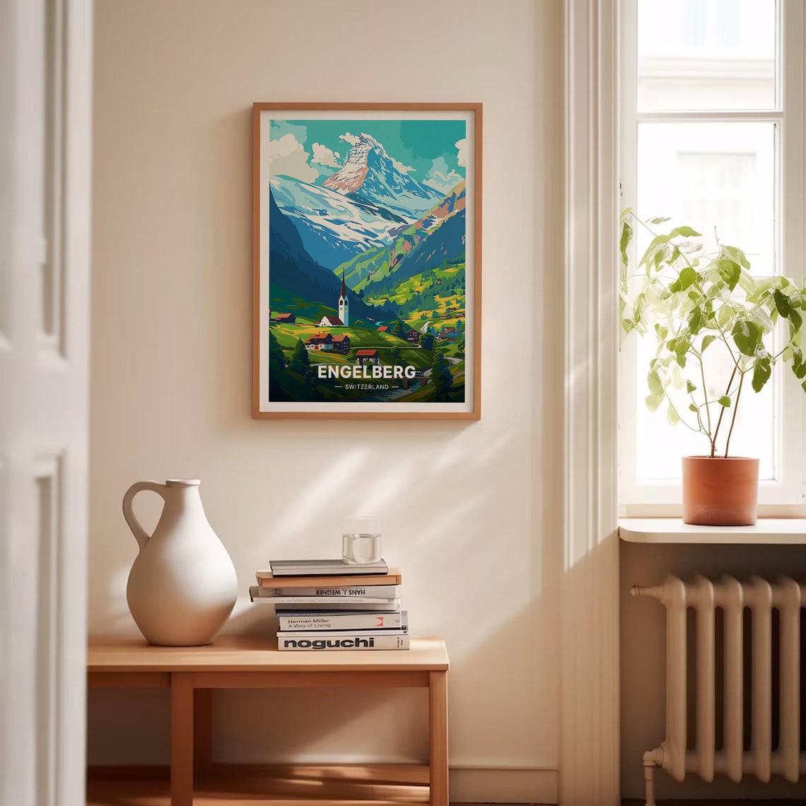 Engelberg Switzerland Poster Alpine Village Snowy Peak Scenic Art - Image 4