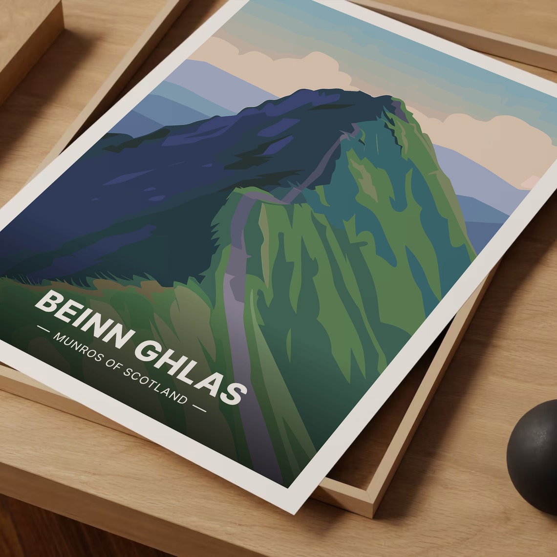 Beinn Ghlas Scotland Munro Mountain Ridge Hiking Travel Art Poster - Image 3