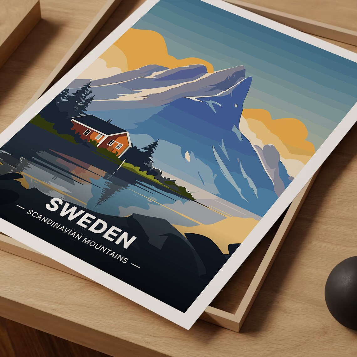 Sweden Travel Poster, Scandinavian Mountains Art - Image 3