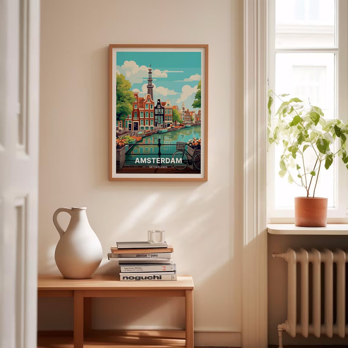 Amsterdam Travel Poster, Netherlands Cityscape Art - Image 4