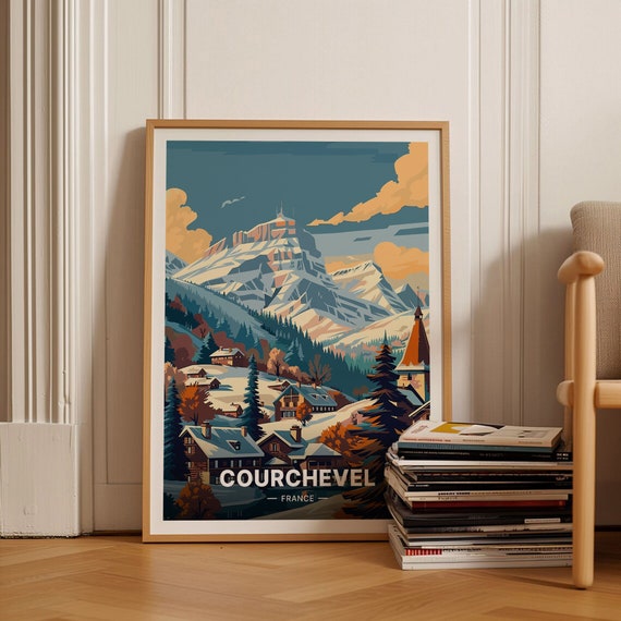 Courchevel Poster Ski Resort Travel Wall Art Alpine Decor Skiing Enthusiast Gift Mountain Landscape Artwork C20 1412