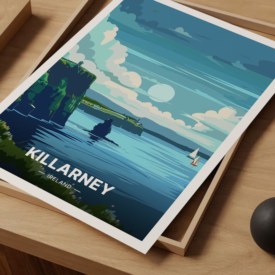 Killarney Ireland Sea Cliffs Sailboat Blue Coast Vintage Travel Poster - Image 3
