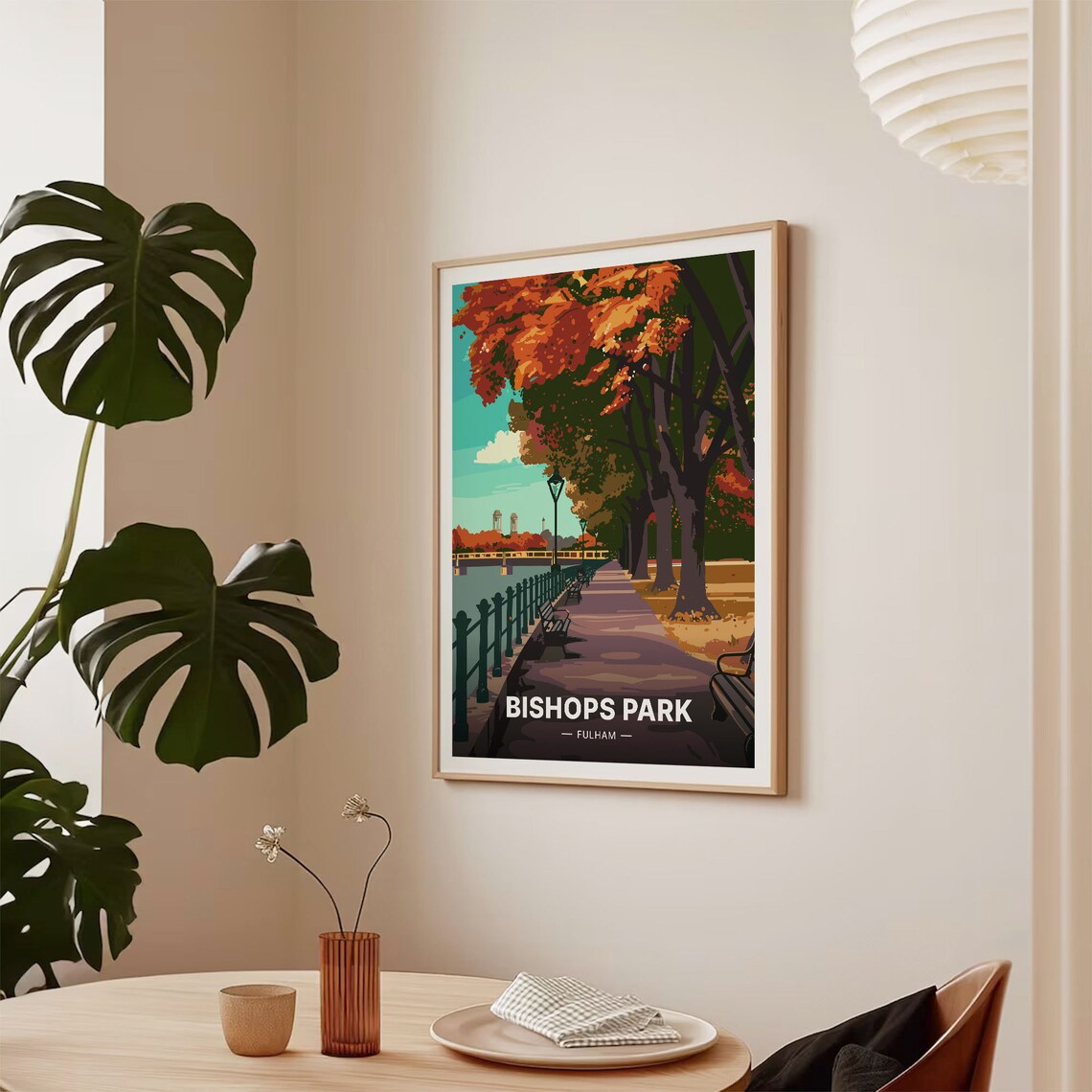 London Travel Poster, Bishops Park Fulham - Image 2