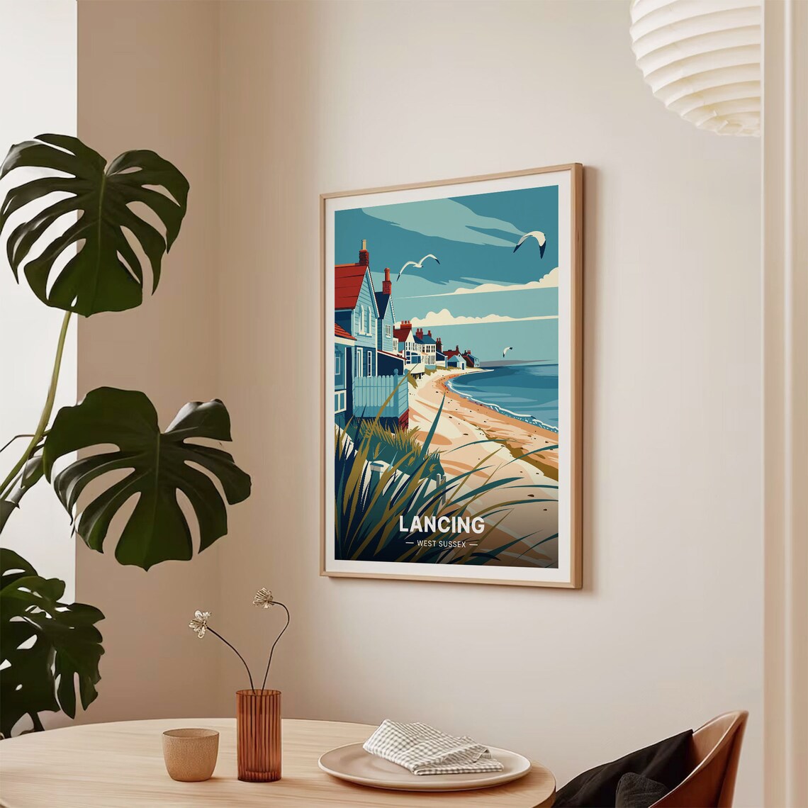 West Sussex Lancing Beach Retro Travel Poster - Image 2