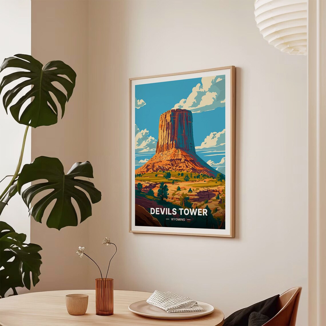 Devils Tower Poster, Wyoming Landscape Travel Art - Image 2