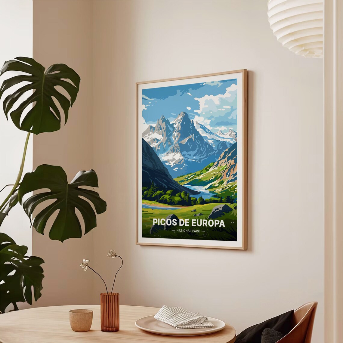 Picos de Europa National Park Snow Peaks Alpine Lake Vista Poster - Image 2